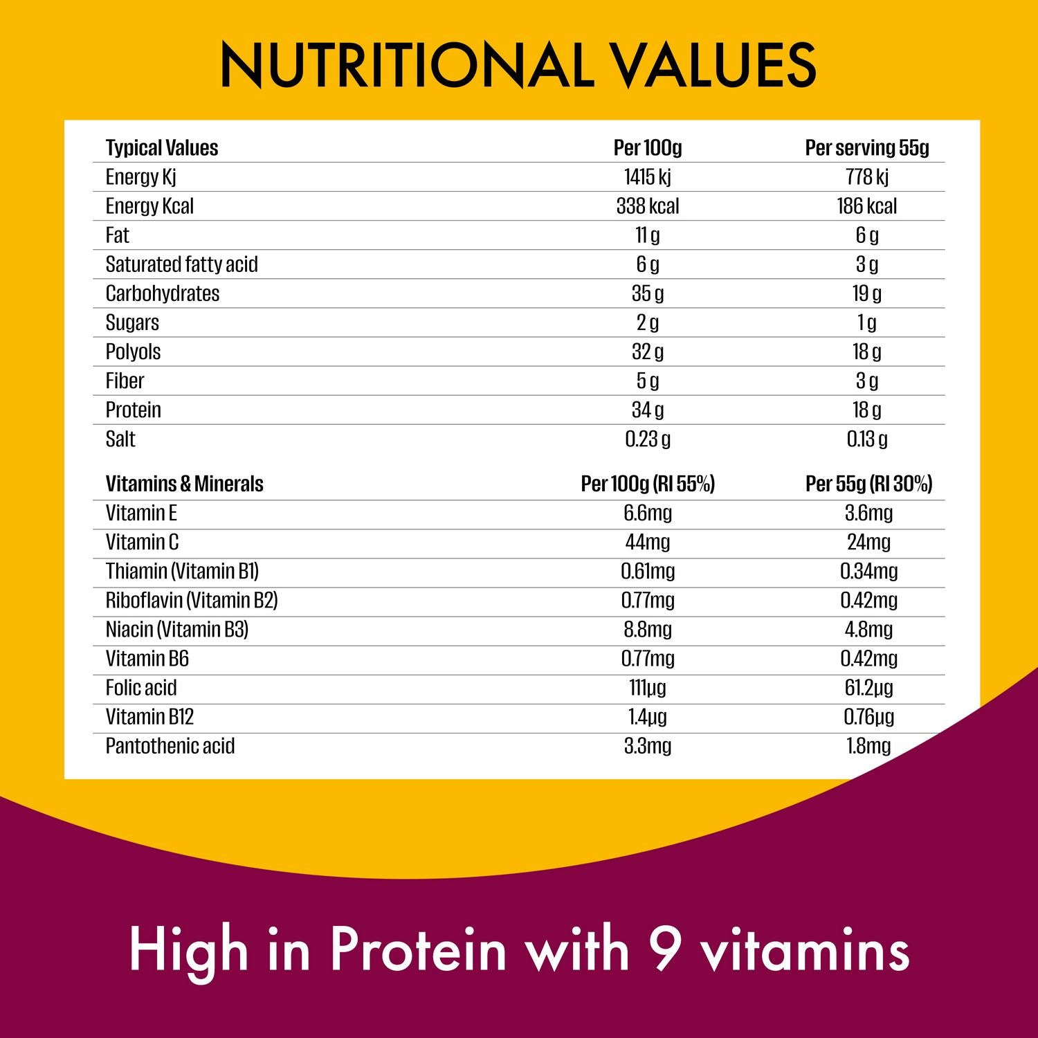 Fulfil chocolate brownie protein bar 55g - British product
