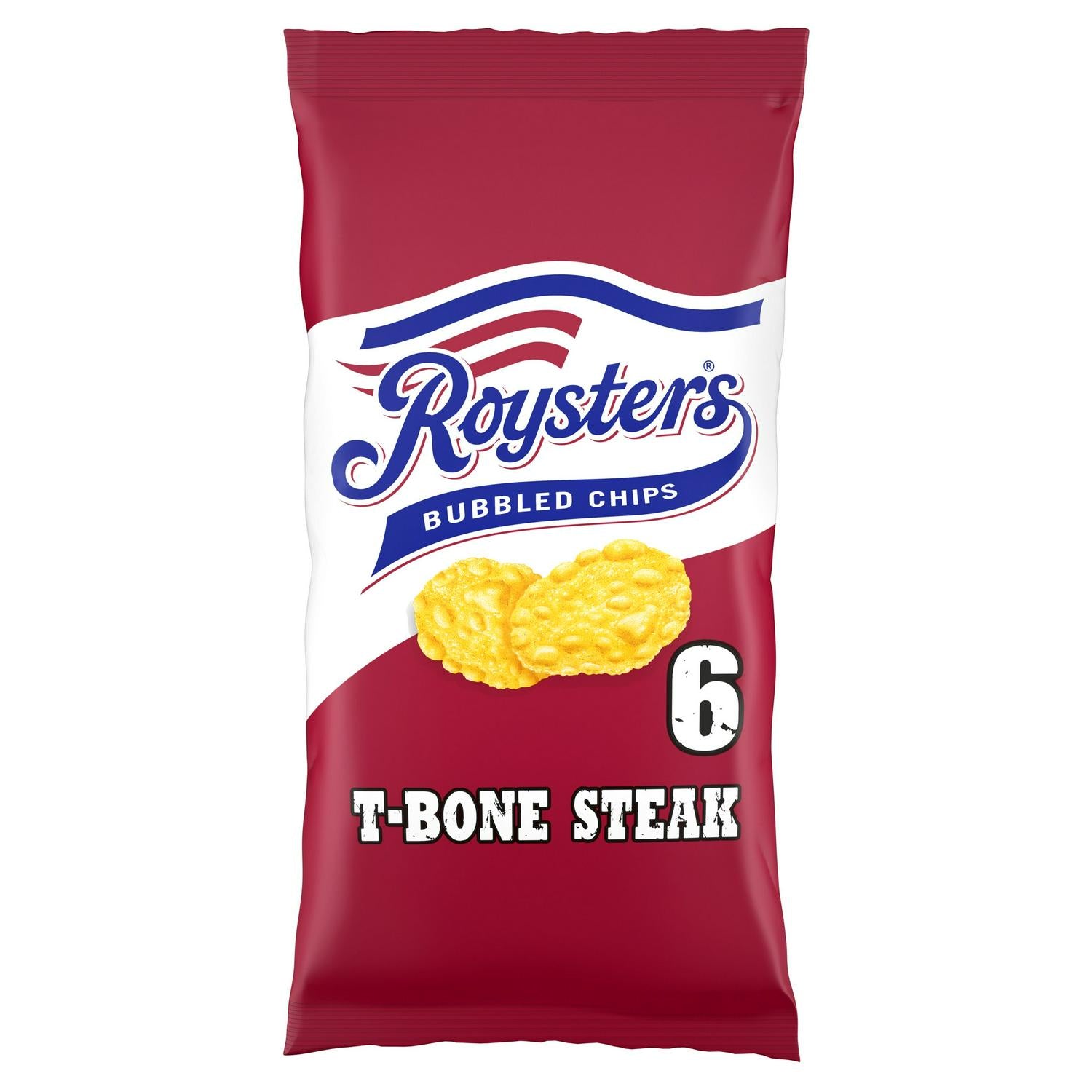 Roysters T-Bone Steak crisps multipack x6, imported from the UK
