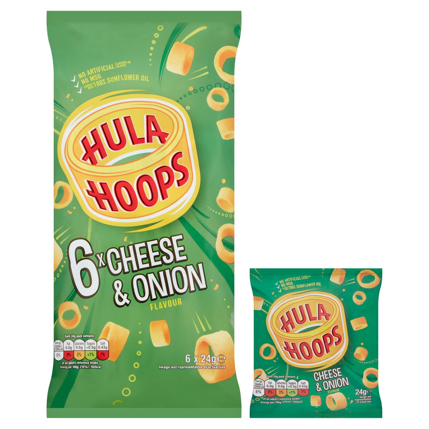 Hula Hoops Cheese & Onion crisps x6 multipack, UK version