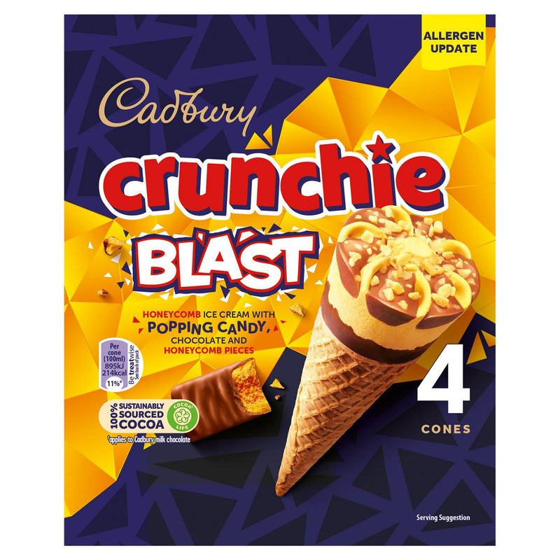 Cadbury Crunchie Blast iskremkjeks 4x100ml - Britisk produkt