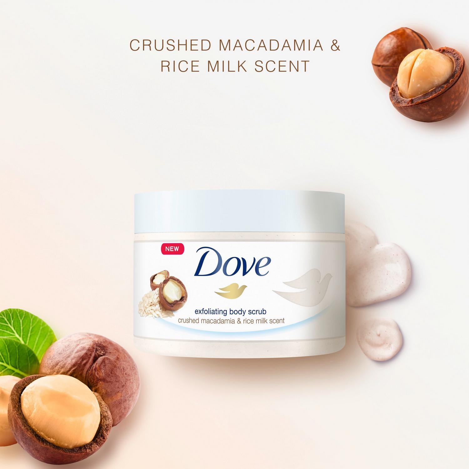 Dove Body Scrub Crushed Macadamia & Rice Milk 225ml - British product