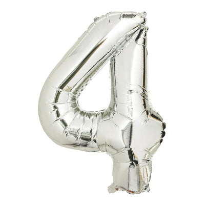Ballon chiffre 4 en aluminium argenté, spécial anniversaire, collection Sainsbury Home, 34 pouces