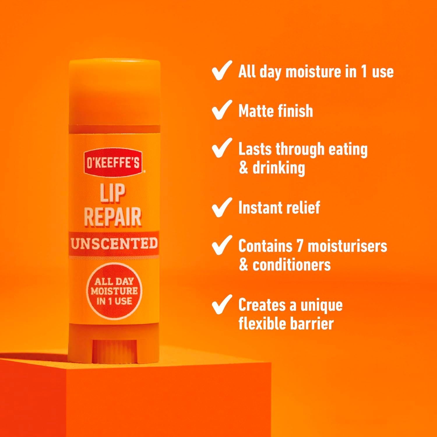 O'Keeffe's Lip Repair unscented lip balm 4.2g, UK version
