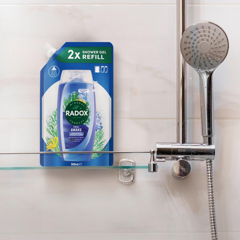 Invigorating 2-in-1 Body Wash and Shampoo Refill Pouch 500ml with Mineral and Herb Blend