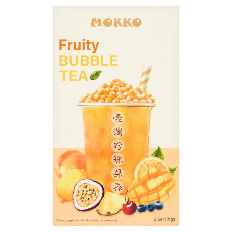 Mokko fruity bubble tea with mango flavour tapioca pearls 150g, imported from the UK