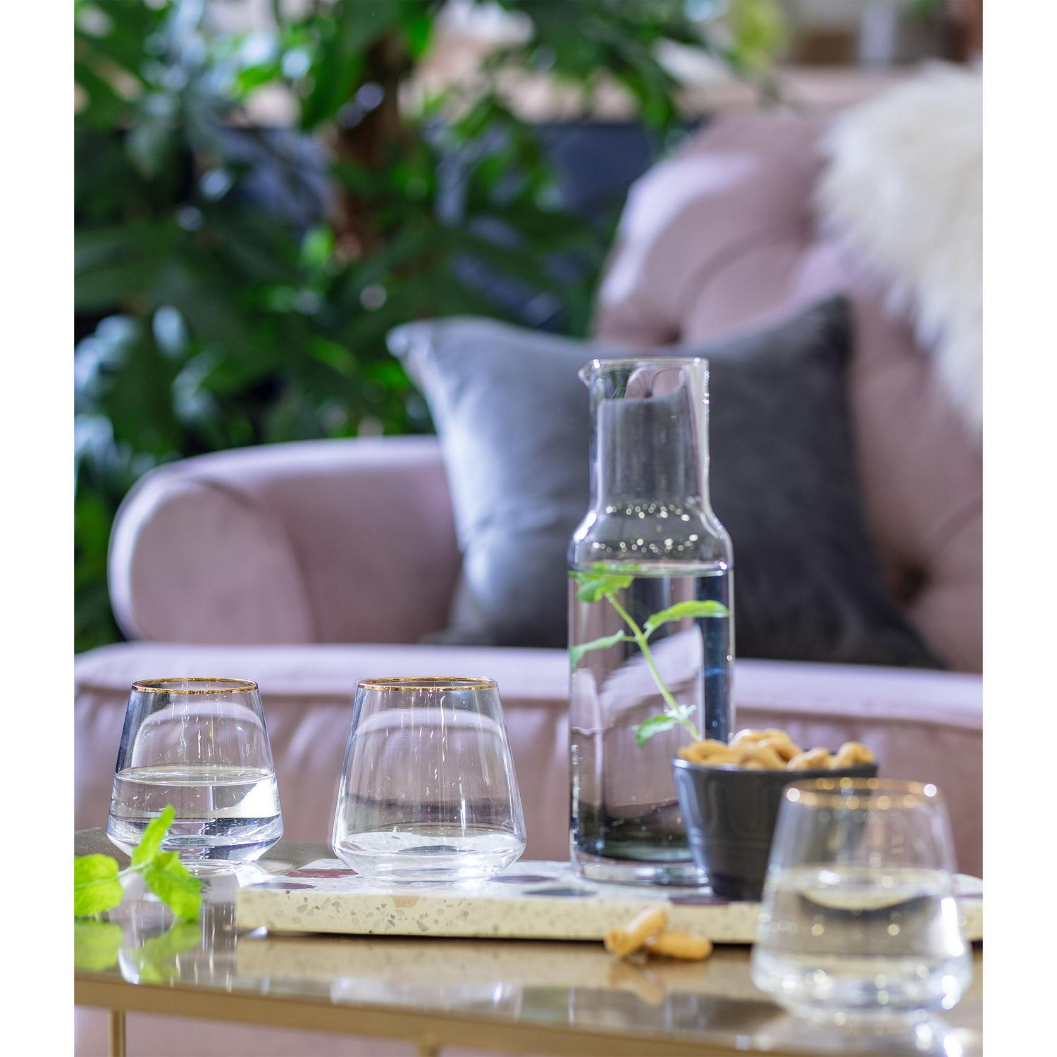 Habitat gold rim tumbler glassware item for drinks 354ml capacity, UK version