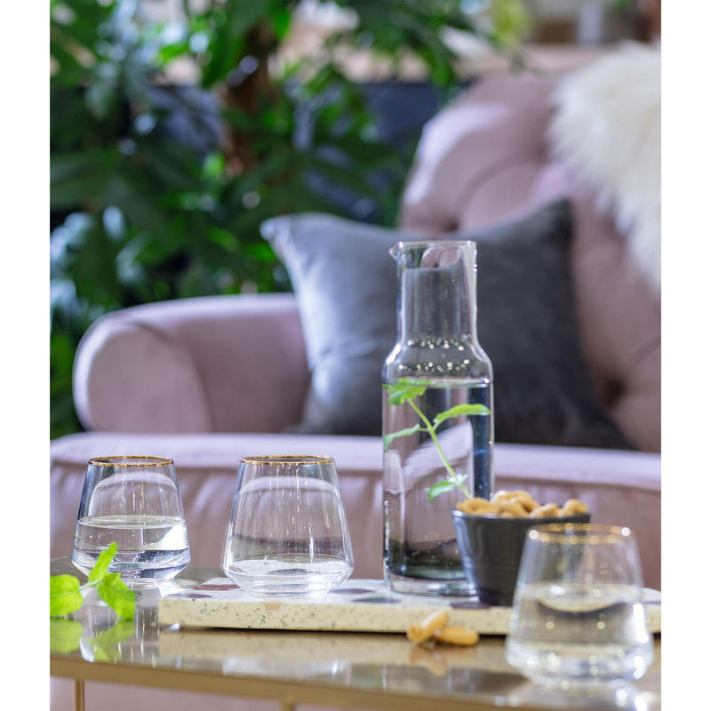 Habitat gold rim tumbler glassware item for drinks 354ml capacity, UK version
