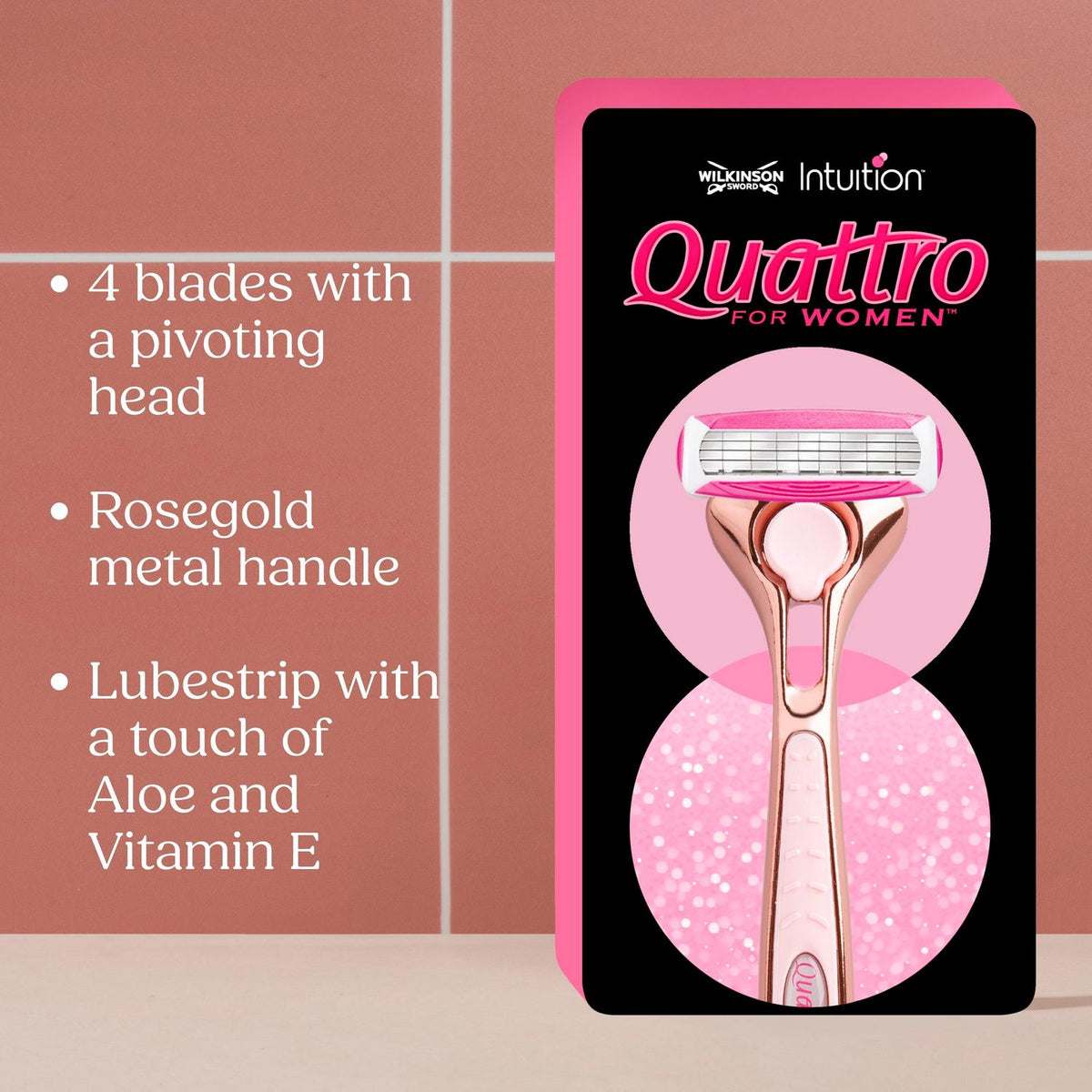 Women's Rose Gold Razor Handle with 5 Blades and Conditioning Strip