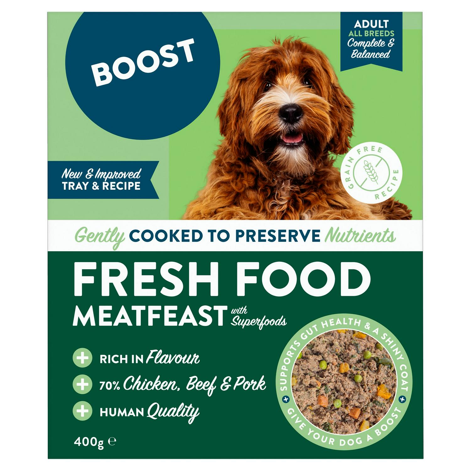 Boost Dog Food Meat Feast Complete Meal For Adult Dogs 400g