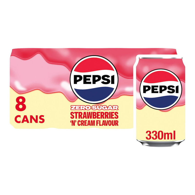 Pepsi Treats Strawberries N Cream soft drink cans (British brand)