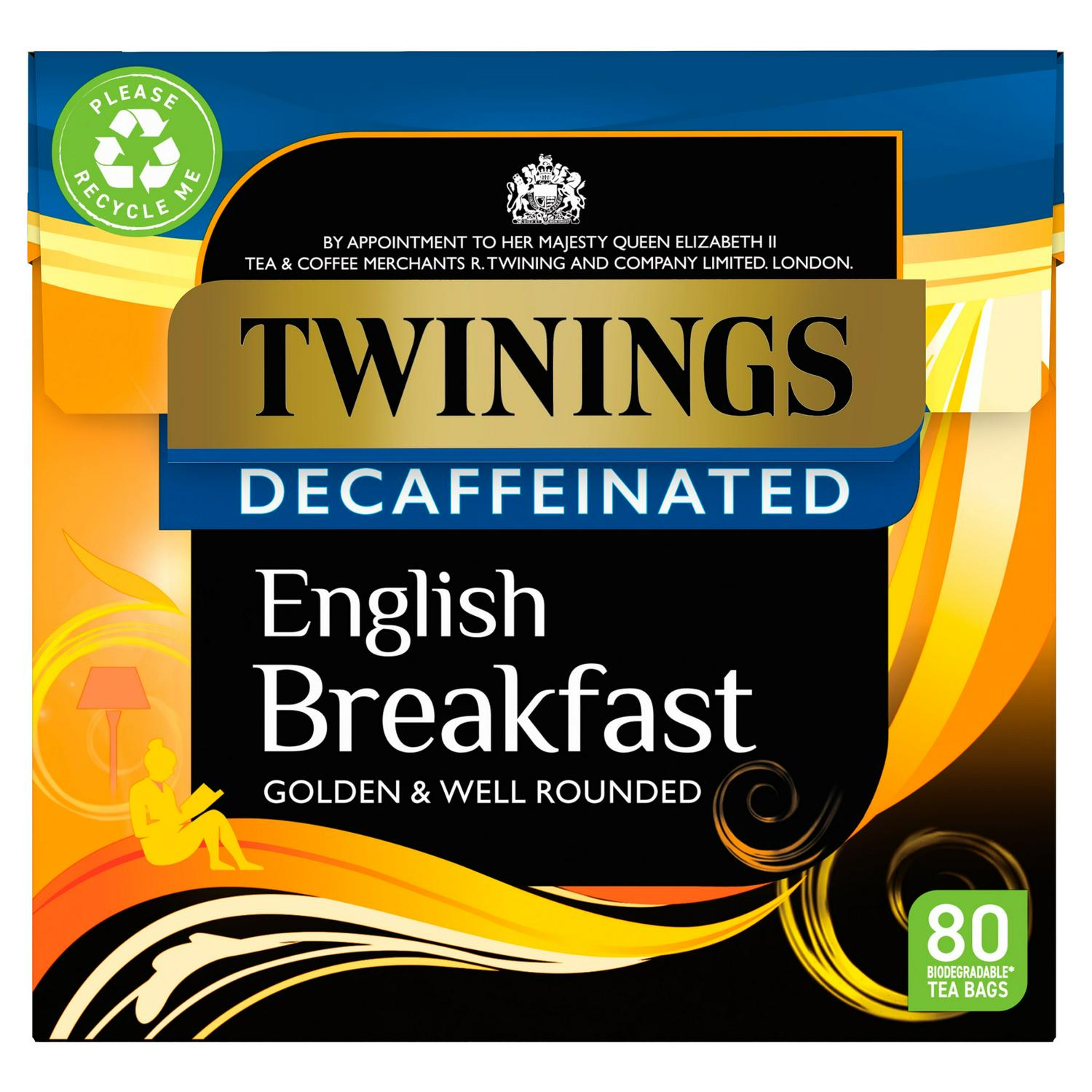 Twinings English Breakfast Decaffeinated Tea Bags 80 count 218g (British brand)