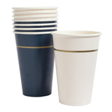 Habitat highball cups dark blue white gold stripe pack of 8, UK version