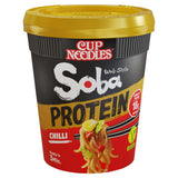 Nissin Soba Protein Chilli Noodle Pot 93g, imported from the UK
