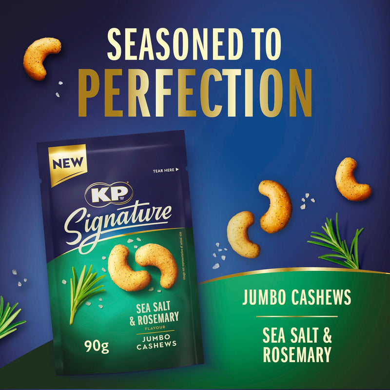 KP Signature Sea Salt and Rosemary Cashews 90g, UK version