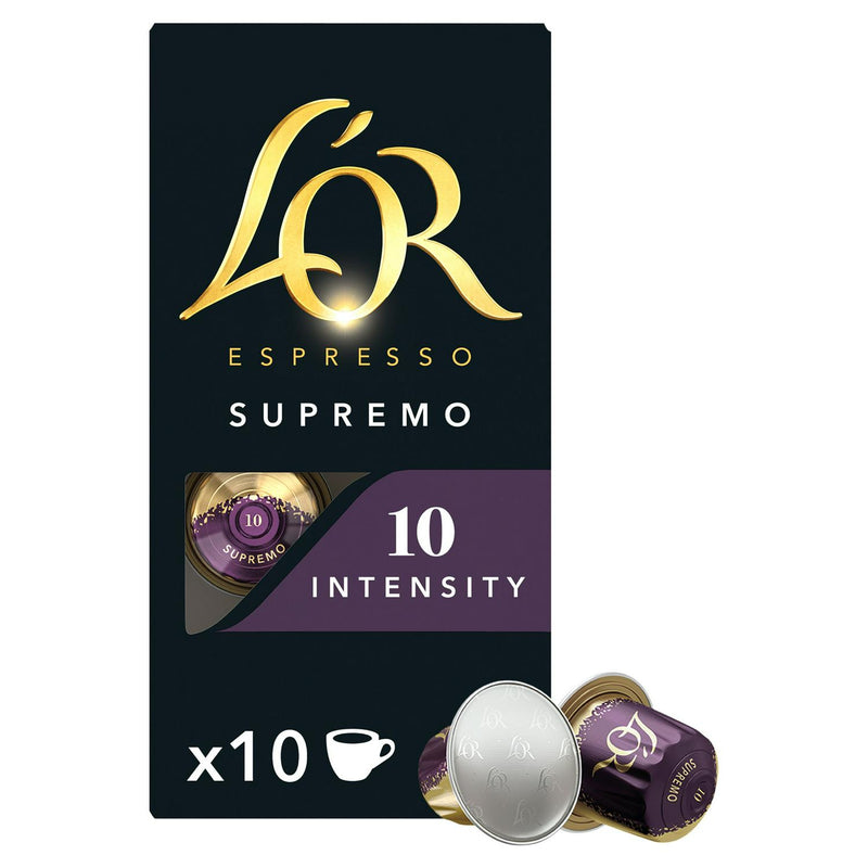 L'OR Nespresso Compatible Espresso Supremo x10 Aluminium Coffee Capsules Intensity 10