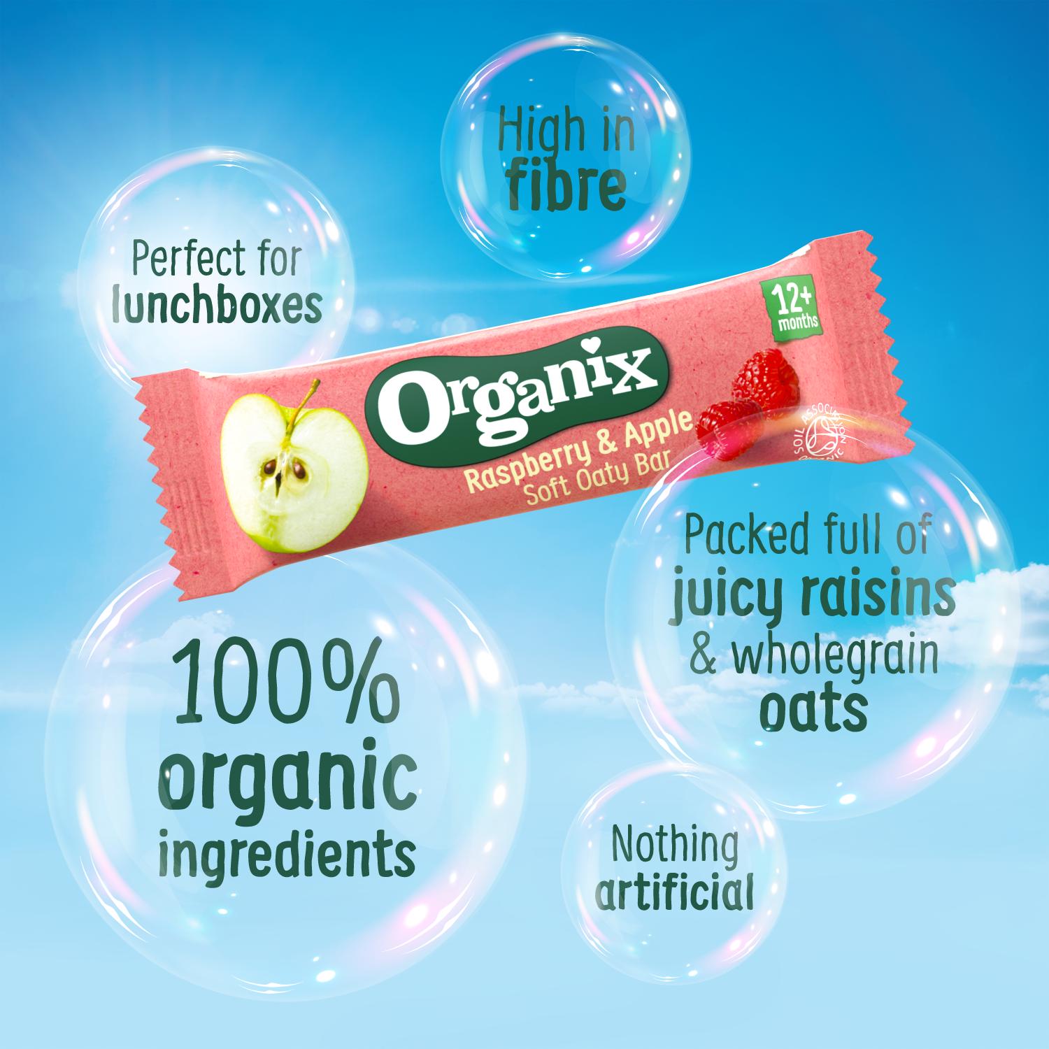 Organix mini oaty bites raspberry apple orange 110g (British brand)