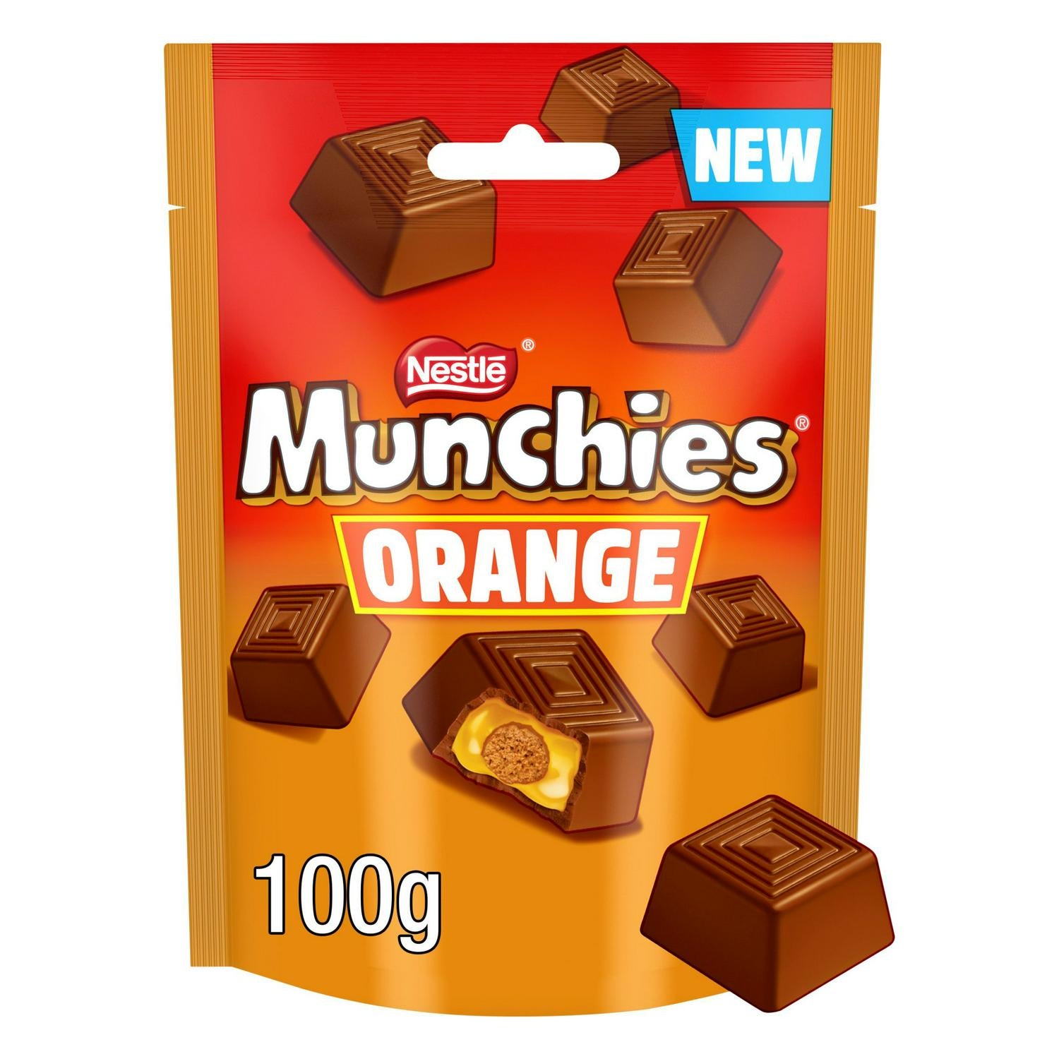 Orange Flavoured Milk Chocolate Share Bag with Caramel and Biscuit Centre 100g