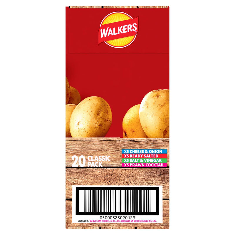 Paquete múltiple de patatas fritas Walkers Classic Variant de 20x25g (marca británica)