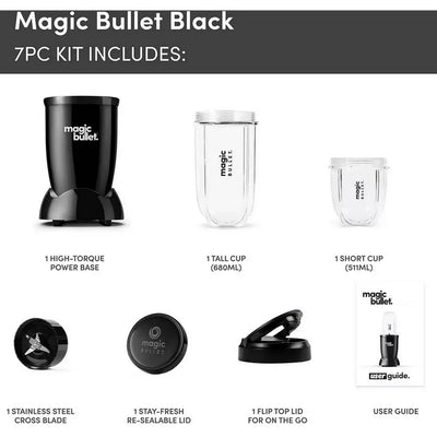 Deluxe Multifunktionsmixer und Küchenmaschine in Schwarz, 0,68 Liter Fassungsvermögen