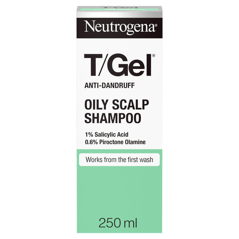 Neutrogena T-Gel Oily Scalp shampoo 250ml bottle, imported from the UK