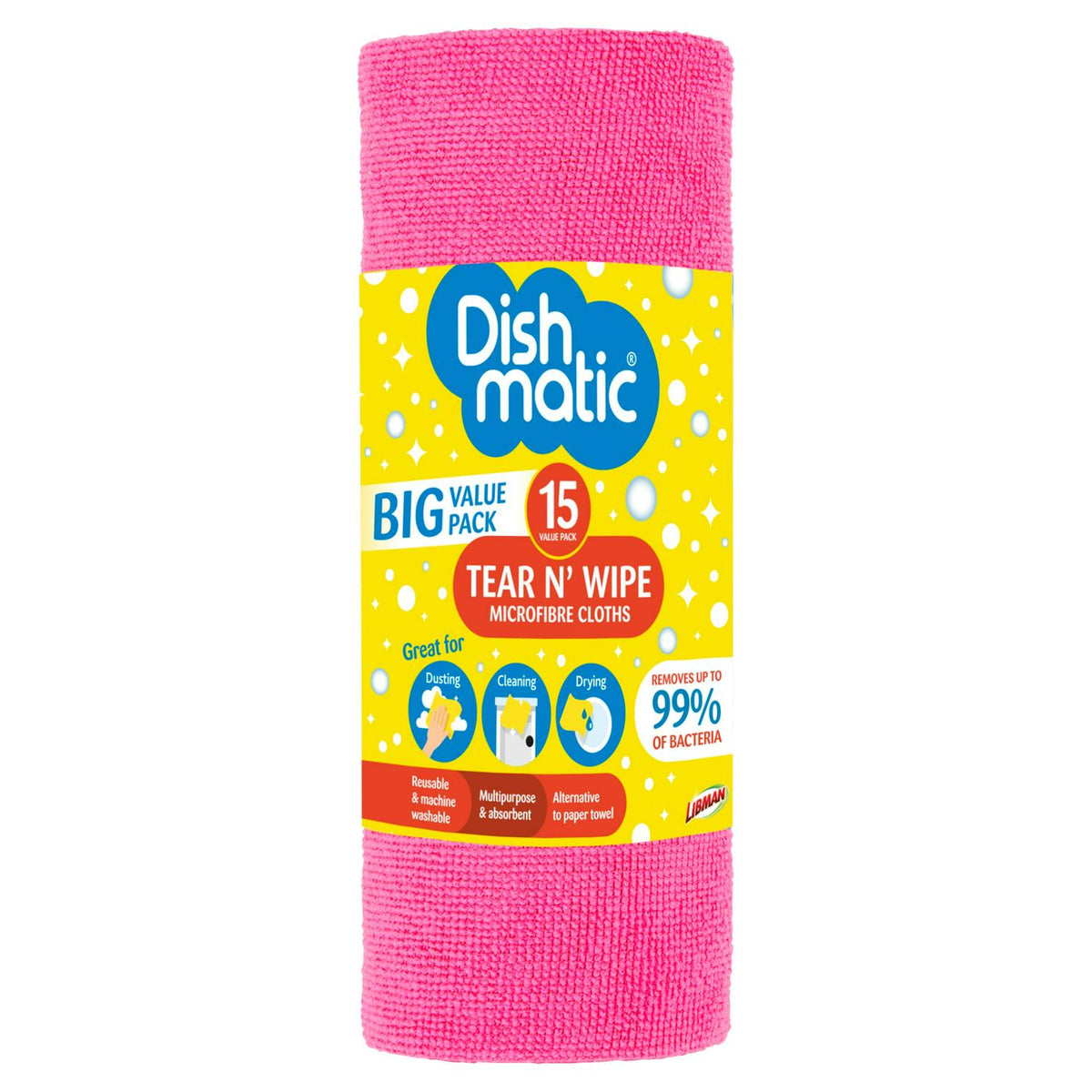 Dishmatic Microfibre Tear N Wipe 15 Rol