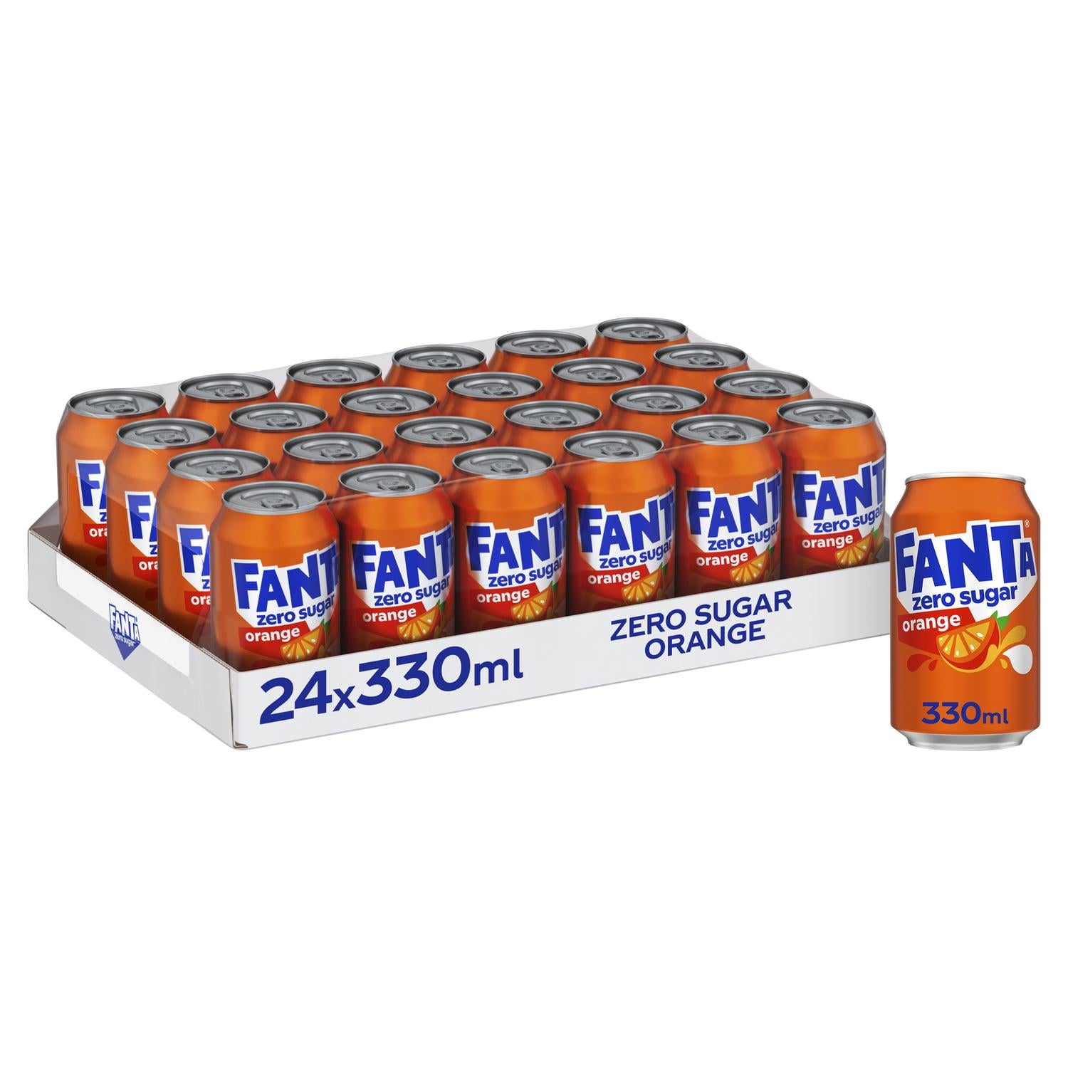 Fanta Orange Zero soft drink 24 pack 330ml - British product