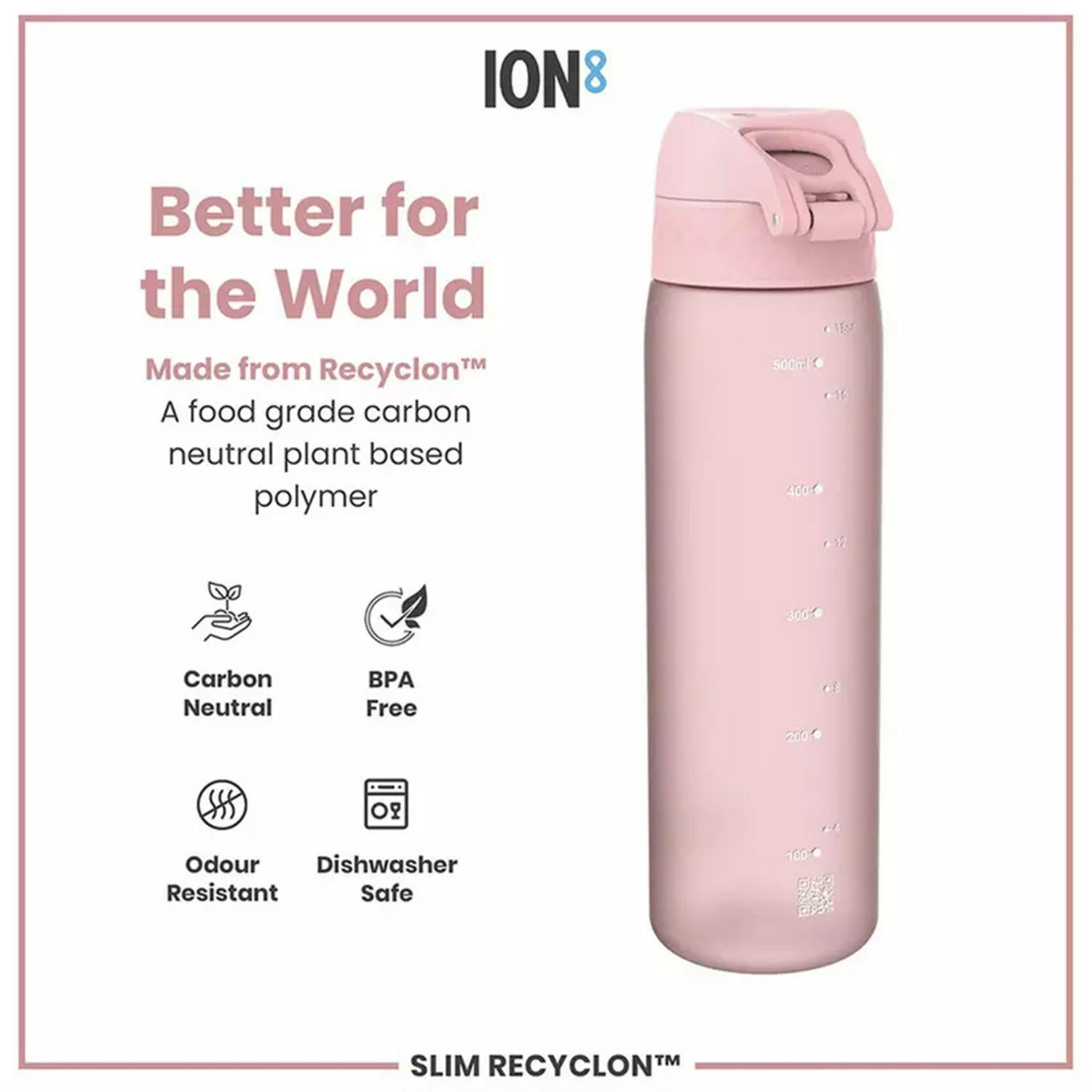 Ion8 rose pink sports water bottle 500ml, UK version