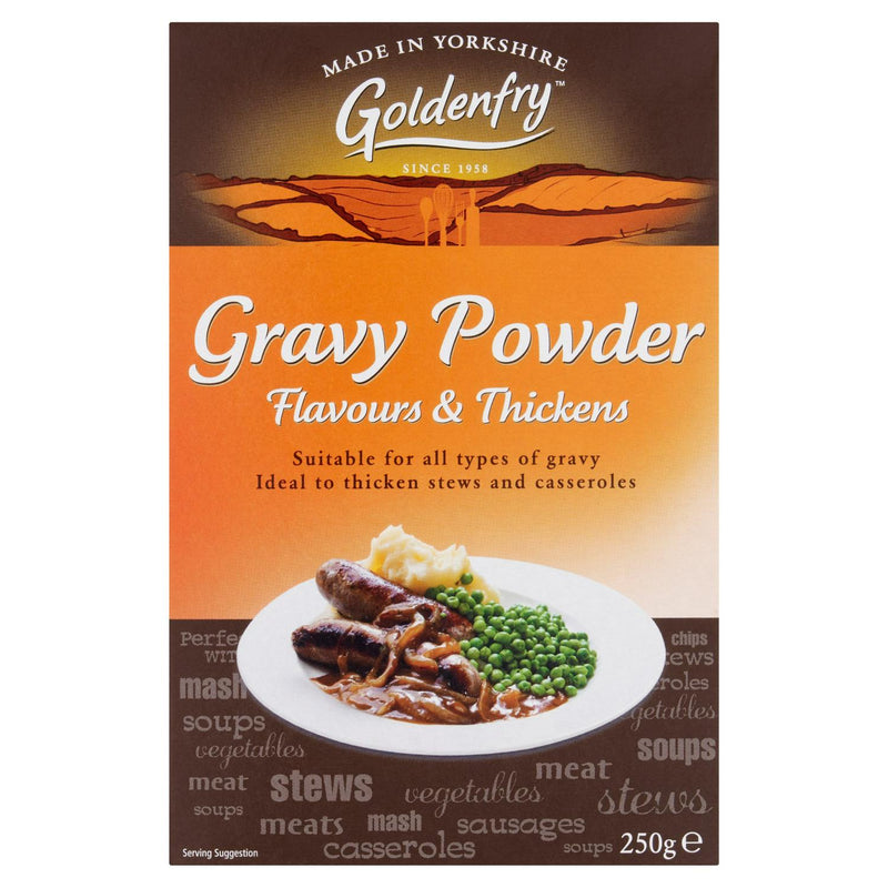 Goldenfry Gravy Powder 250g box contents, UK version