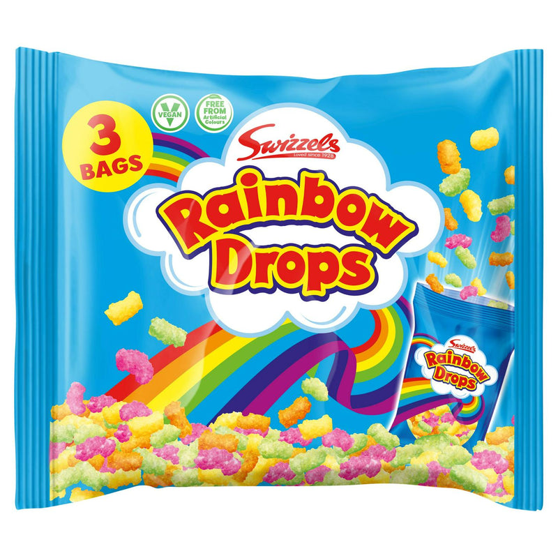 Swizzels Rainbow Drops mixed sweets multipack 96g x3 (British brand)