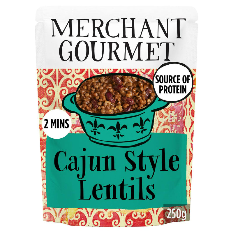 Merchant Gourmet Spicy Cajun Lentils & Kidney Beans 250g, imported from the UK