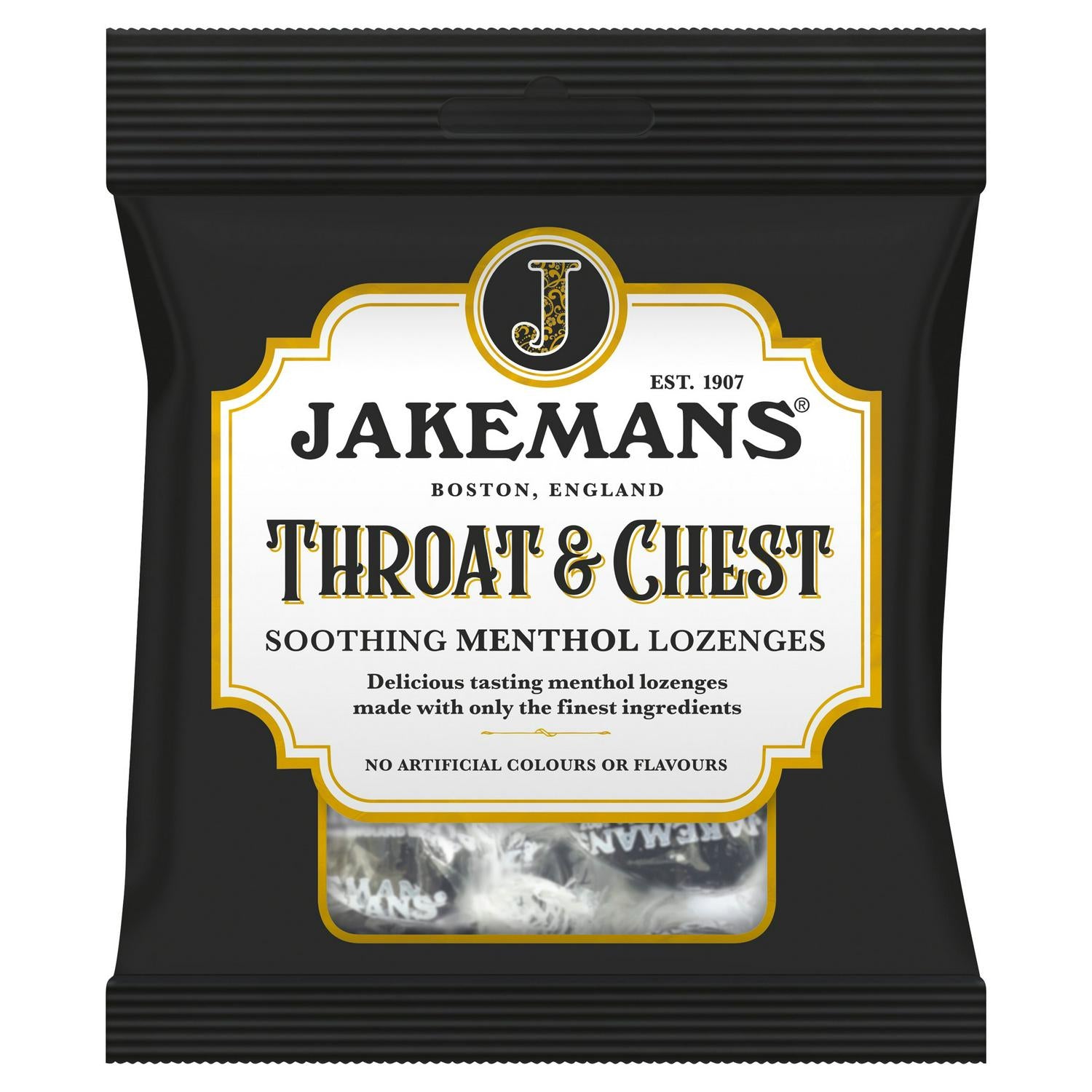 Jakemans menthol throat lozenges 73g, UK version