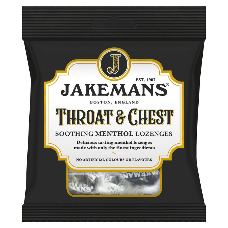 Jakemans menthol throat lozenges 73g, UK version