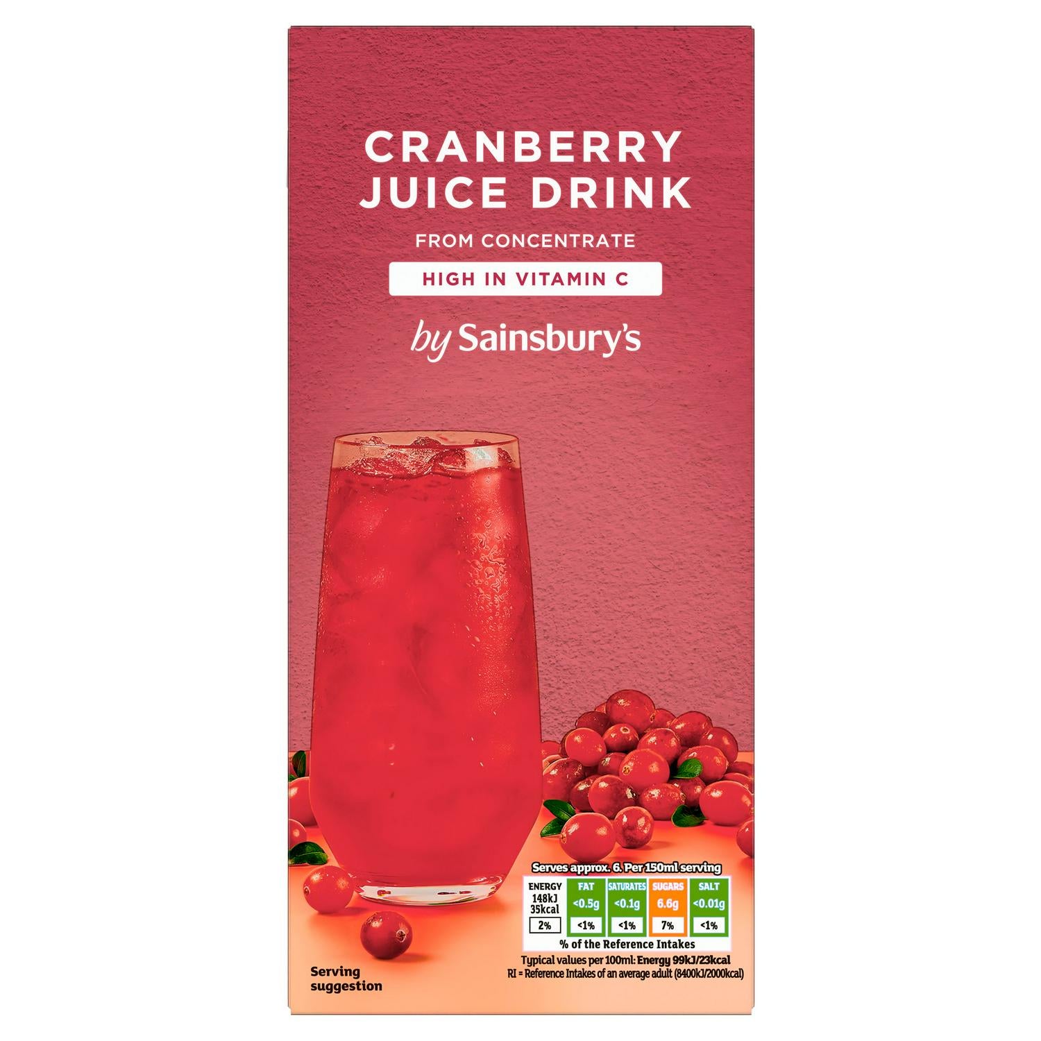 Sainsbury's cranberry juice drink 1L (British brand)