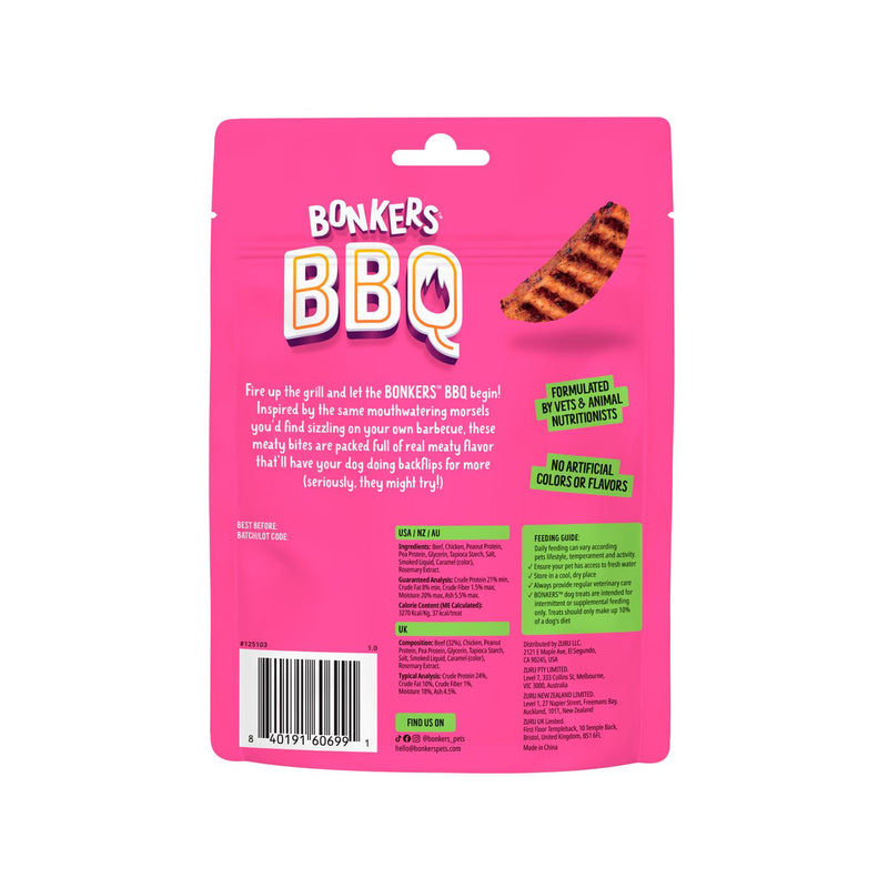 Bonkers BBQ steak cut dog treats 85g - British product