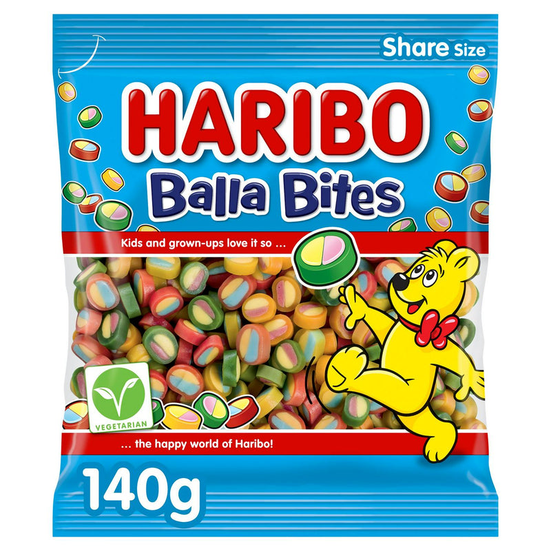 Haribo Balla Bites chewy fruit sweets 140g, UK version