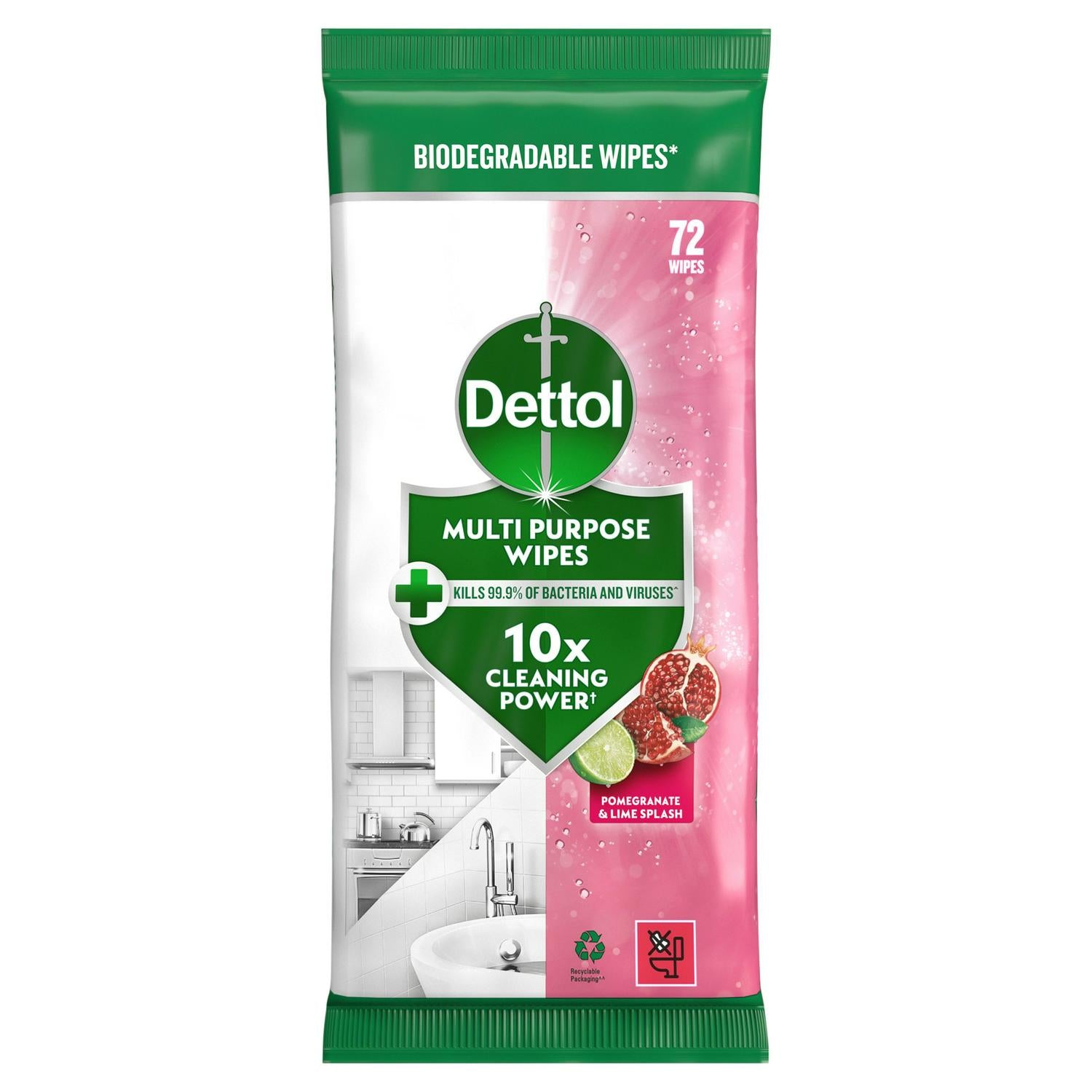 Dettol large cleaning wipes pomegranate 70ct - British product
