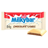 Milkybar Crumble White Chocolate Bar 84g, imported from the UK