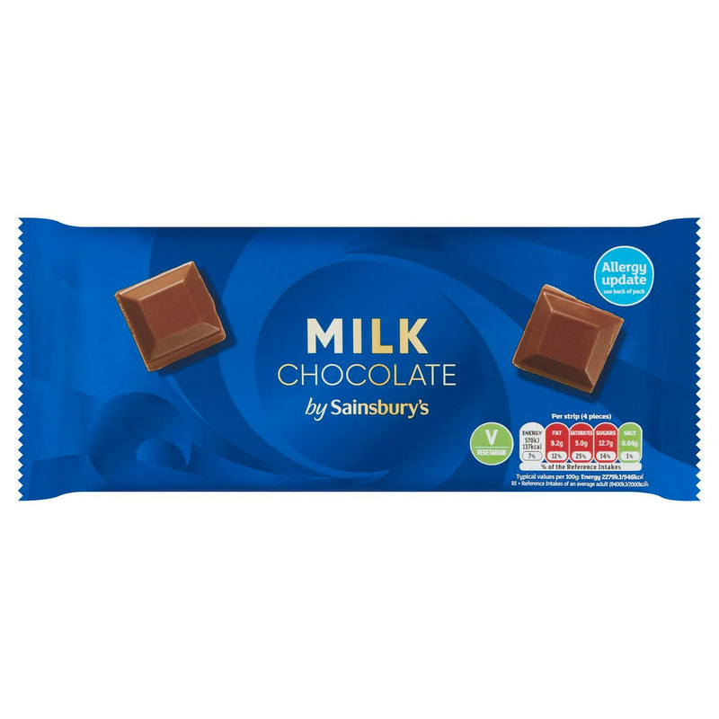Sainsbury's Milk Chocolate Bar 200g With Vegetarian Label (British brand)