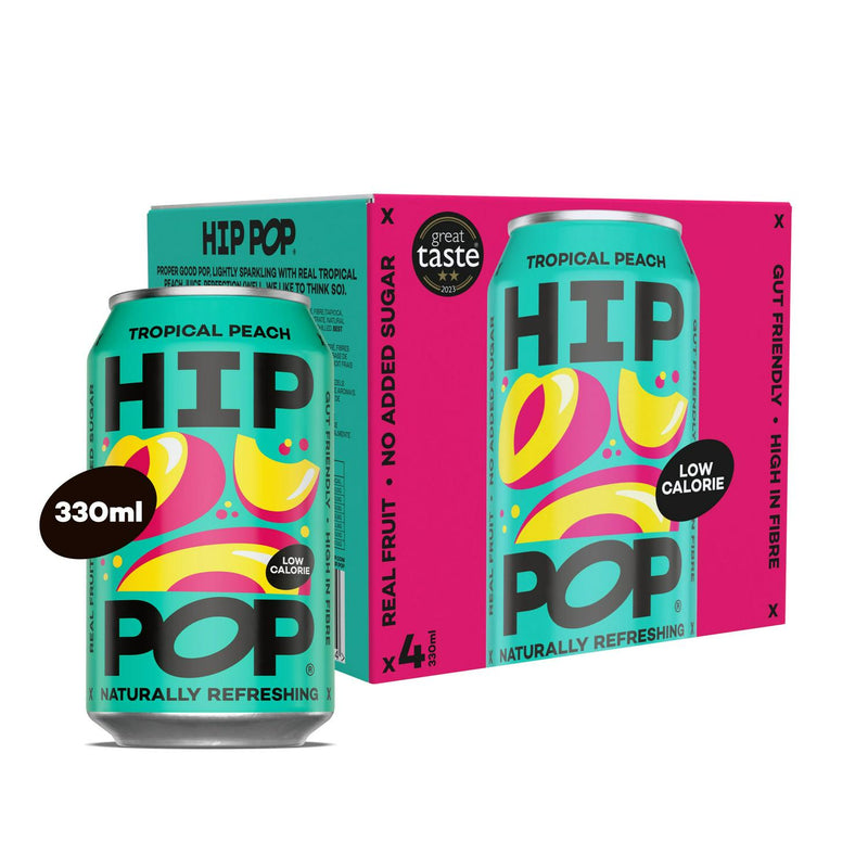 Hip Pop peach soda multipack 4 x 330ml, UK version