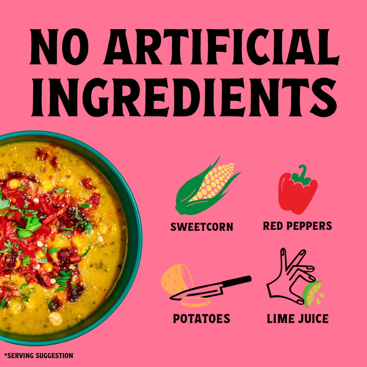 Mild Spiced Sweetcorn, Potato and Red Pepper Soup 560g
