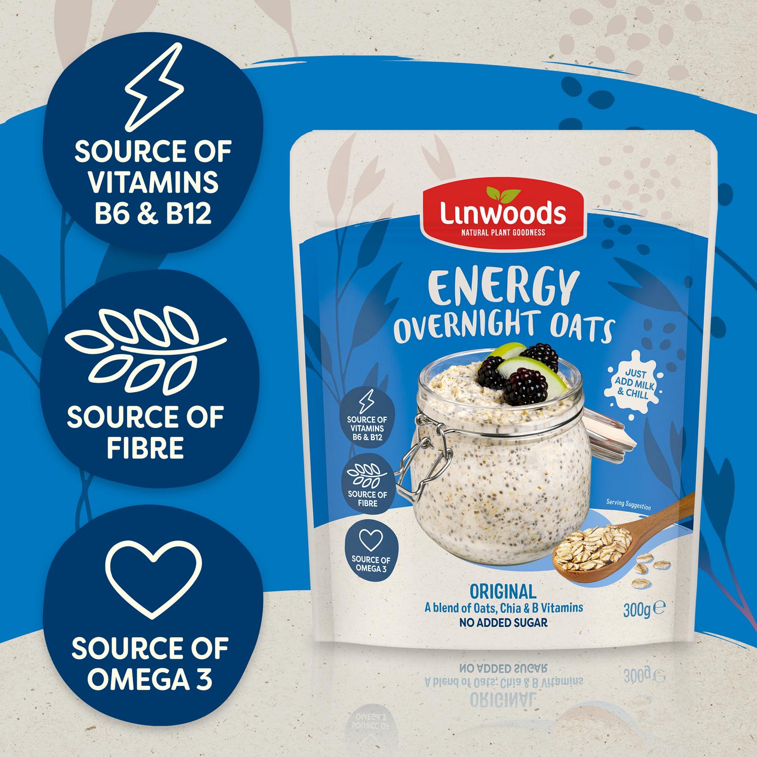 Linwoods overnight oats original energy 300g, UK version