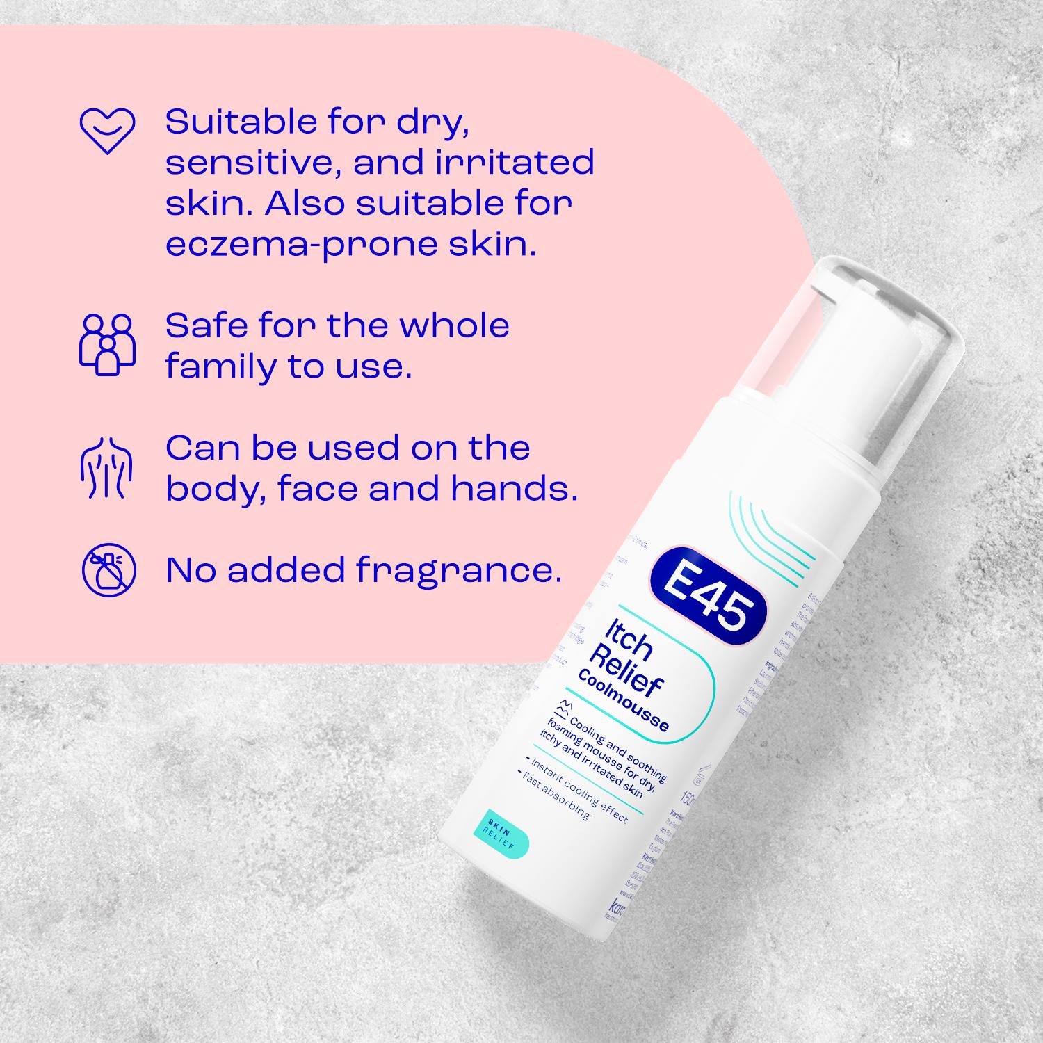 E45 itch relief cool mousse 150ml, UK version