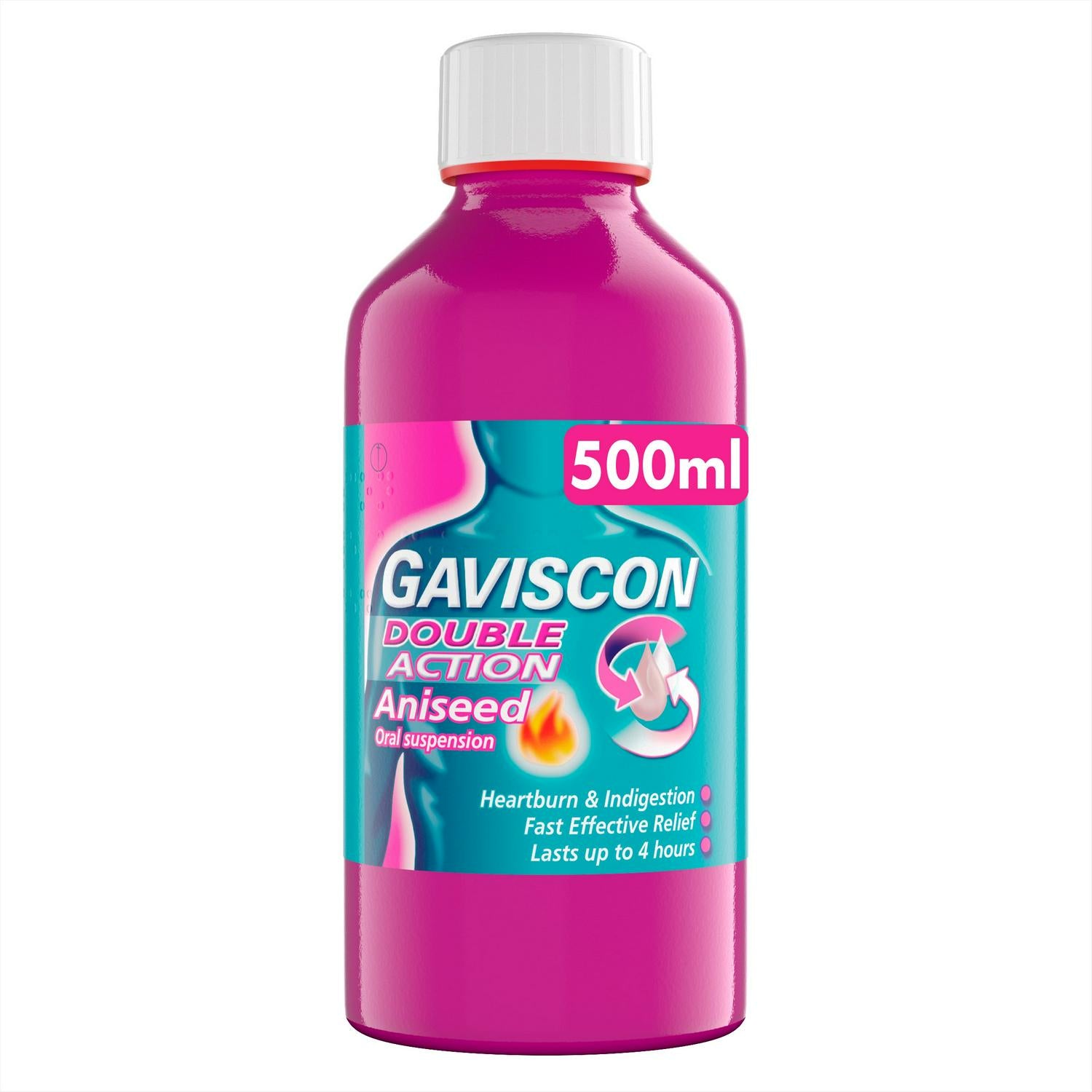 Gaviscon Double Action Aniseed Oral Suspension 500ml, UK version