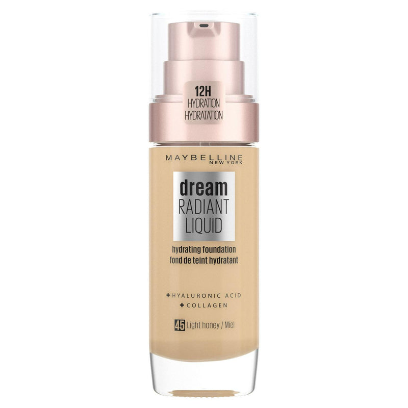Radiant Liquid Foundation with Hyaluronic Acid and Collagen, Medium Coverage, Shade 45 Light Honey