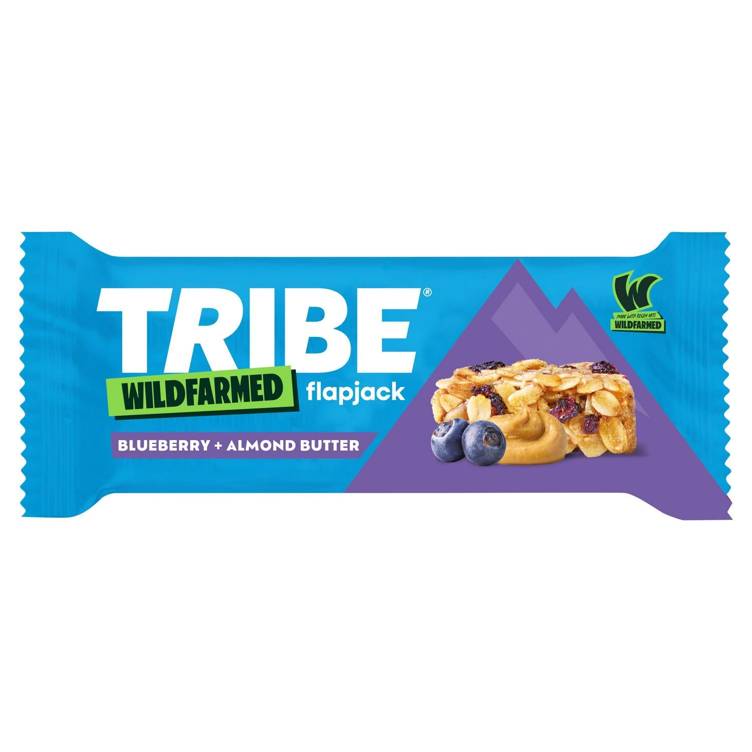 Tribe Wildfarmed Flapjack Blueberry Almond Butter 50g, imported from the UK