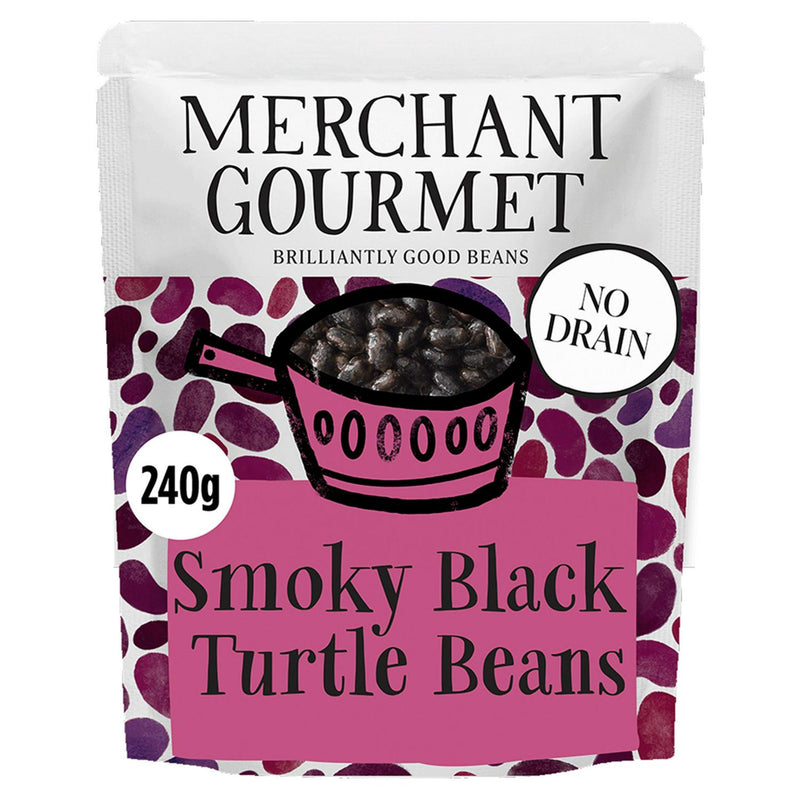 Merchant Gourmet Smoky Black Turtle Beans 240g, imported from the UK