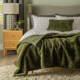 Habitat Moss green shearling Throw 125x150