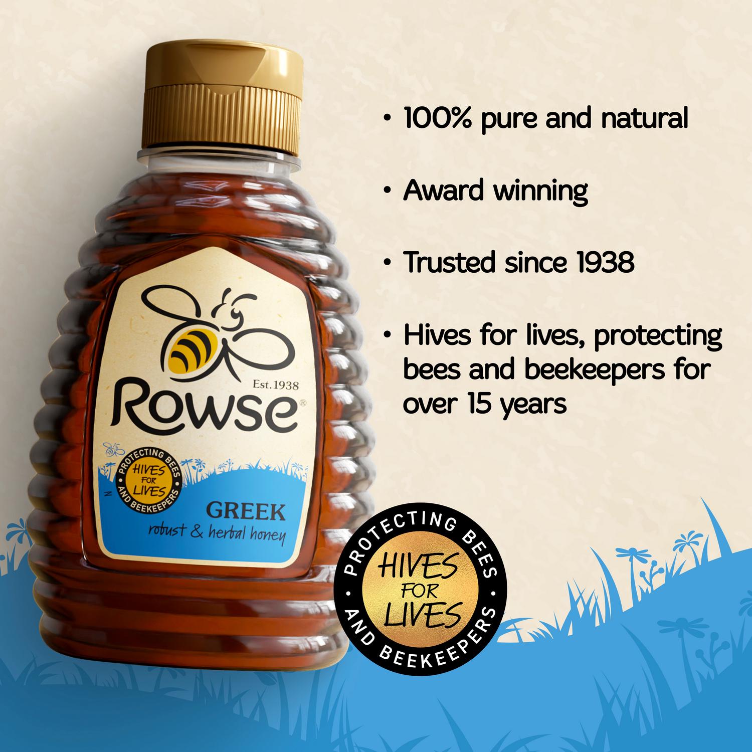Rowse Greek Honey Squeeze Bottle 250g, imported from the UK