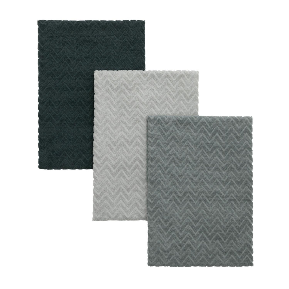 Habitat Pack of 3 Zig Zag Terry Greys Tea Towels