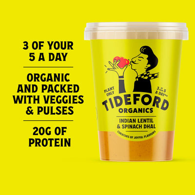 Soupe dhal bio indienne de lentilles et épinards Tideford Organics 560g